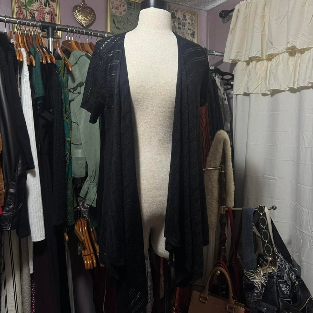 Black Open Knit Cardigan Laye